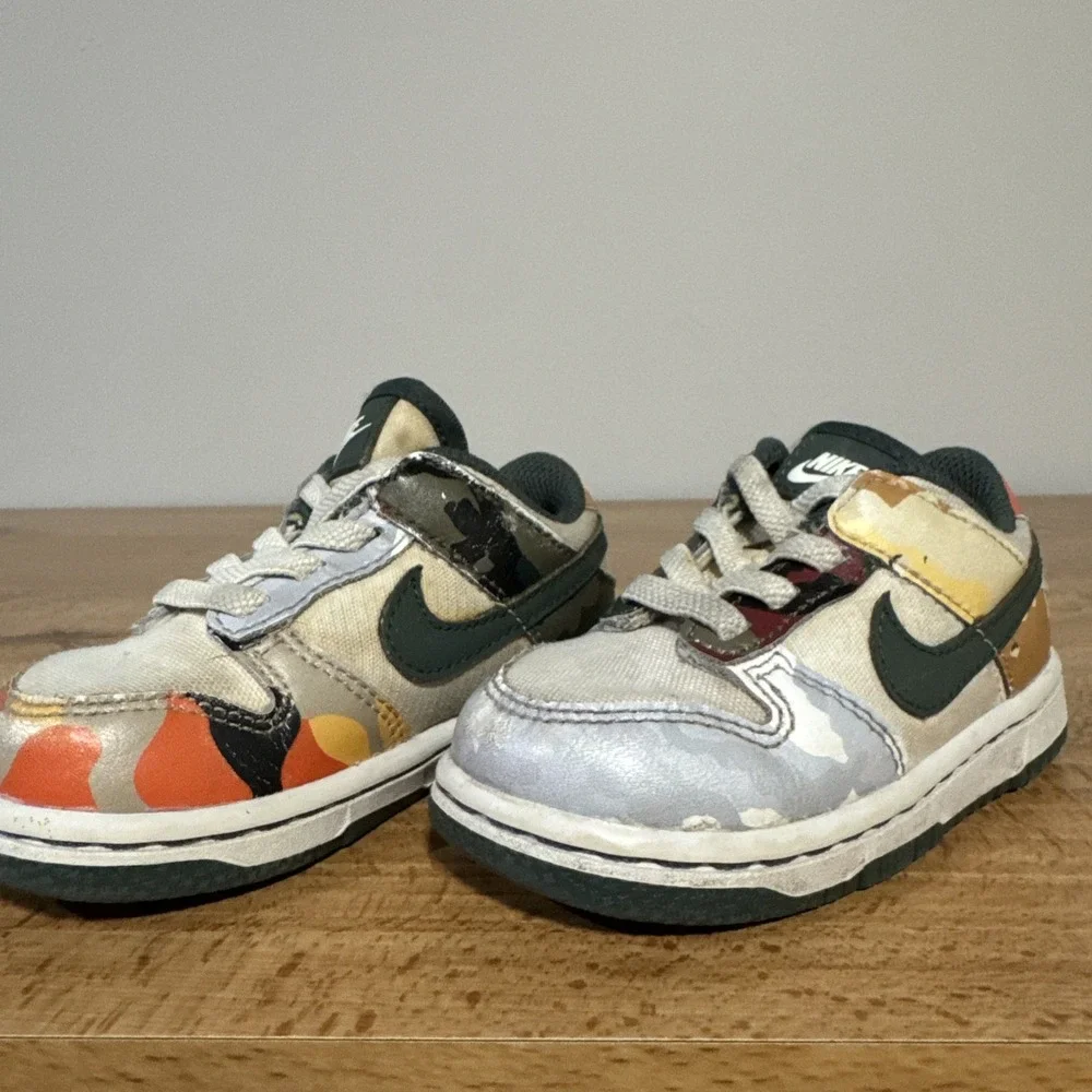 Size 6c - Nike Dunk Low SE TD Sail Multi-Camo DB1902 100 Toddler Baby Infant Kid